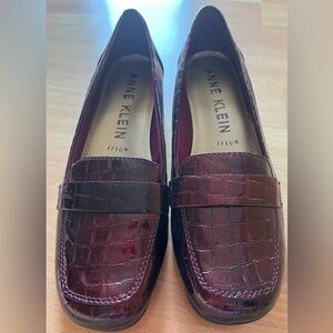 Anne Klein Burgundy Patent Leather Loafers